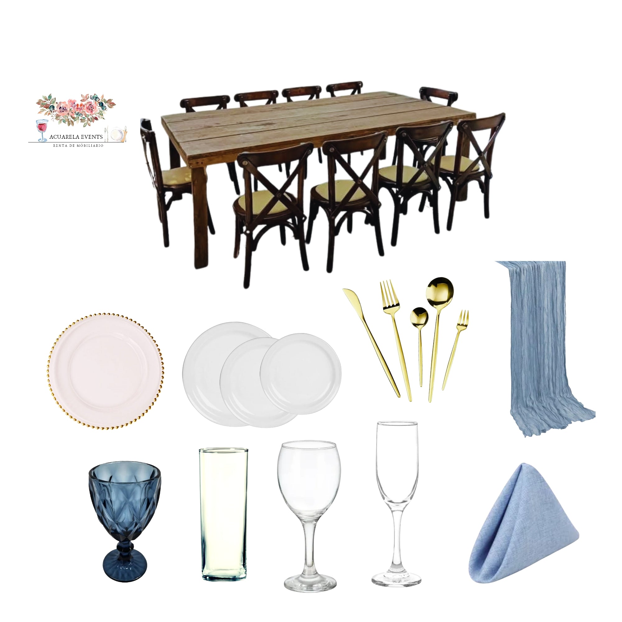TABLE SET ELEGANT COMPLETE (10 PERS)