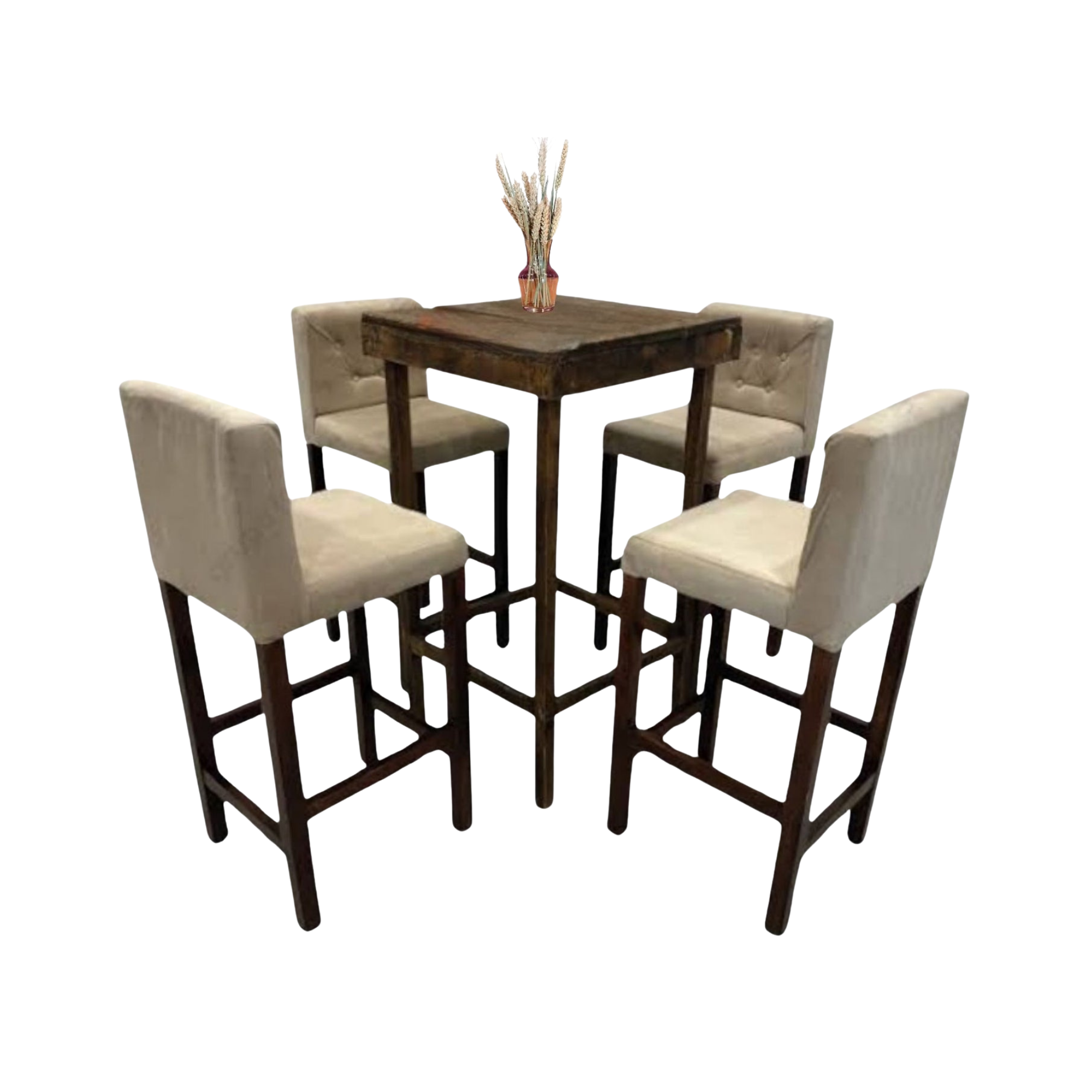 Periquera Rústica 4 Bancos Beige