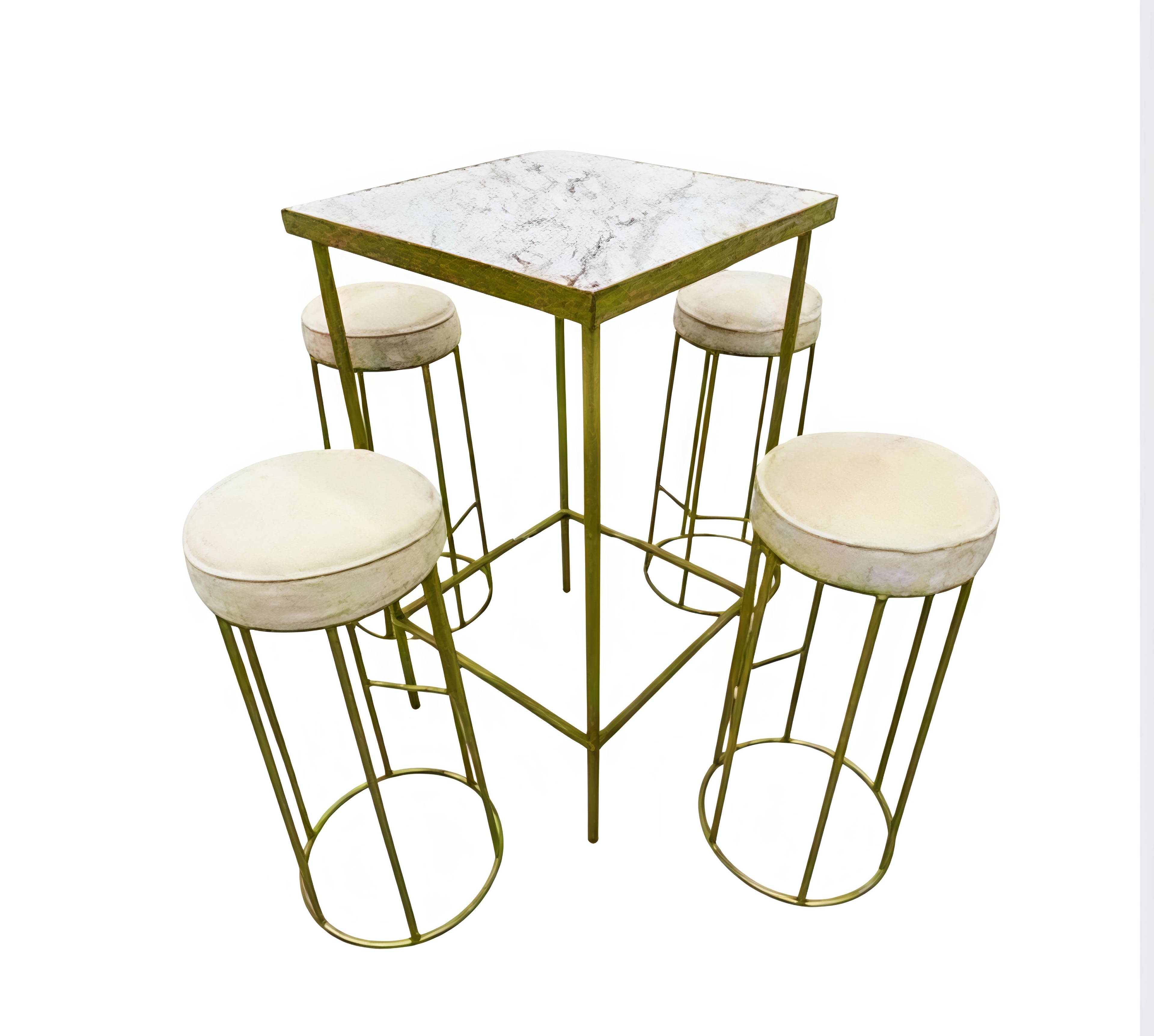 PERIQUERA CUADRADA TIPO MARMOL CON 4 BANCOS CALA IVORY