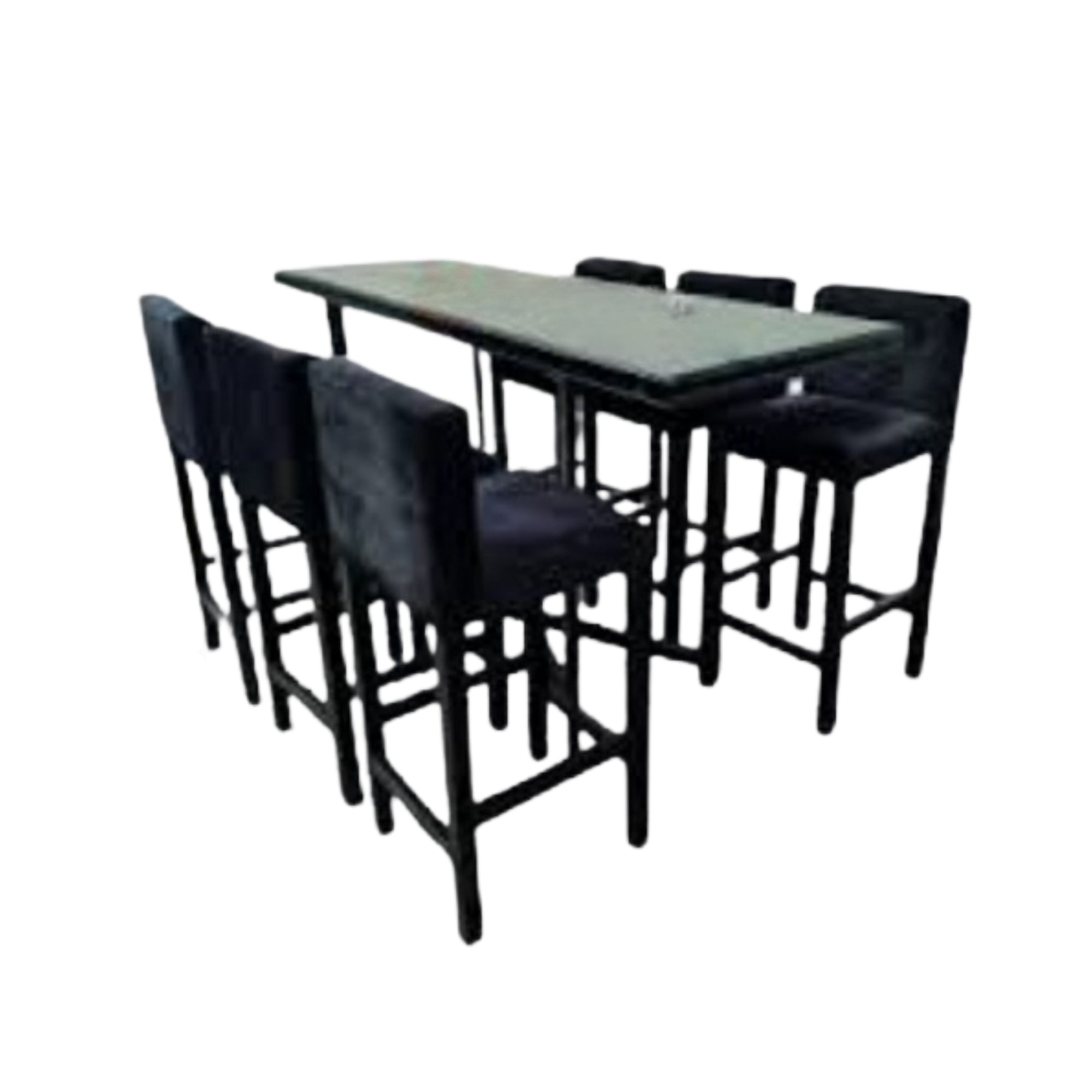 PERIQUERA DE MADERA NEGRO  CON 8 BANCOS