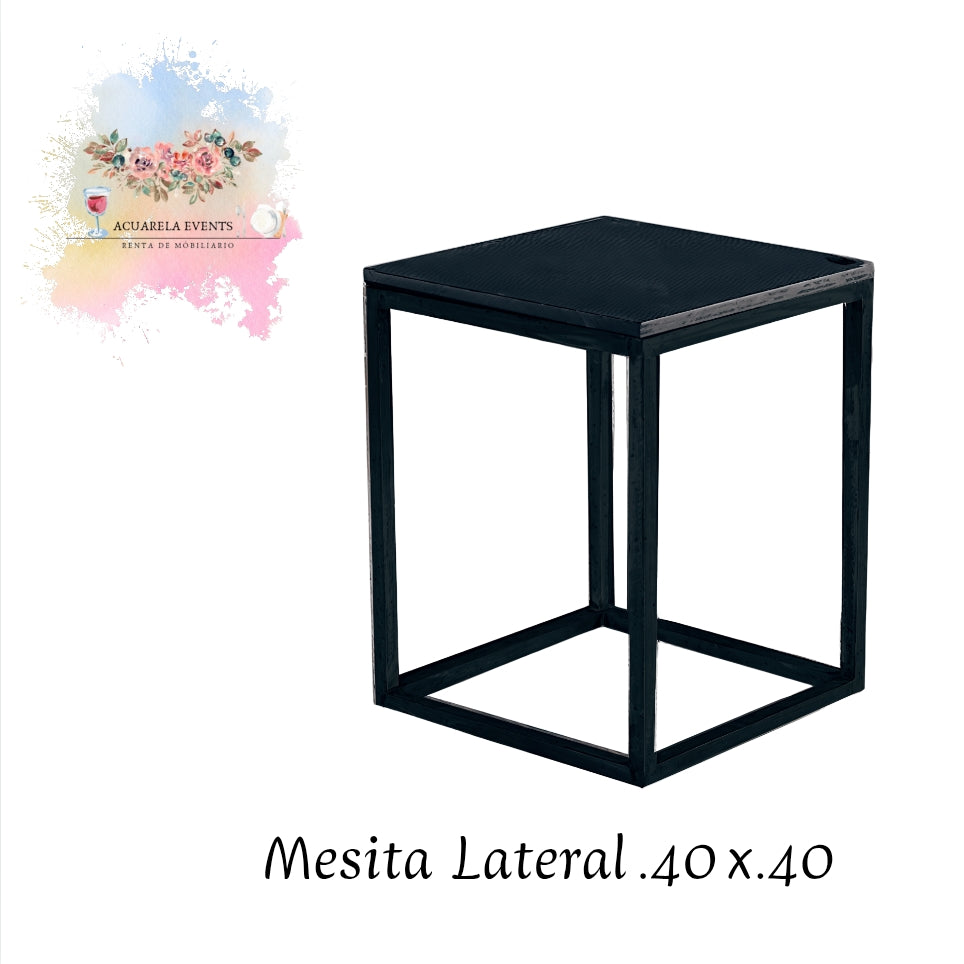 Mesa Lateral Negra Madera  40x40