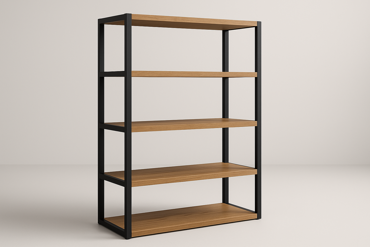 Anaquel de madera estructura negra