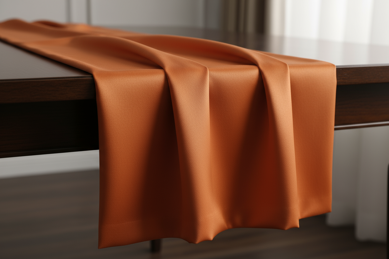 Camino de mesa en tafeta lisa color naranja