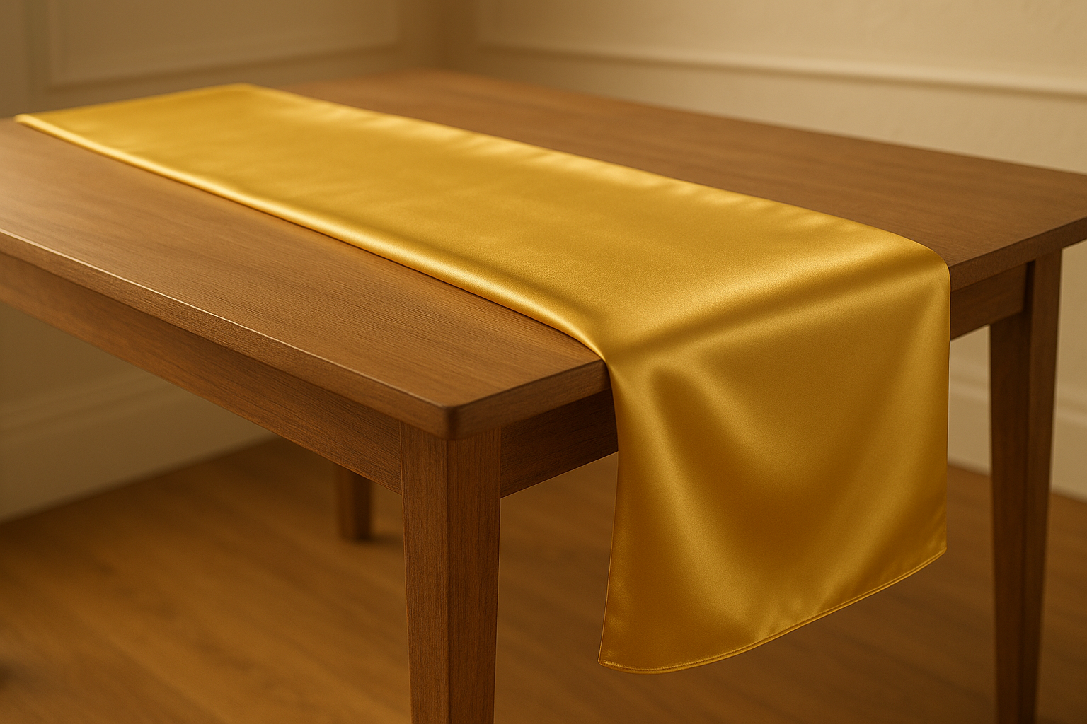 camino de mesa en tela satin color amarillo