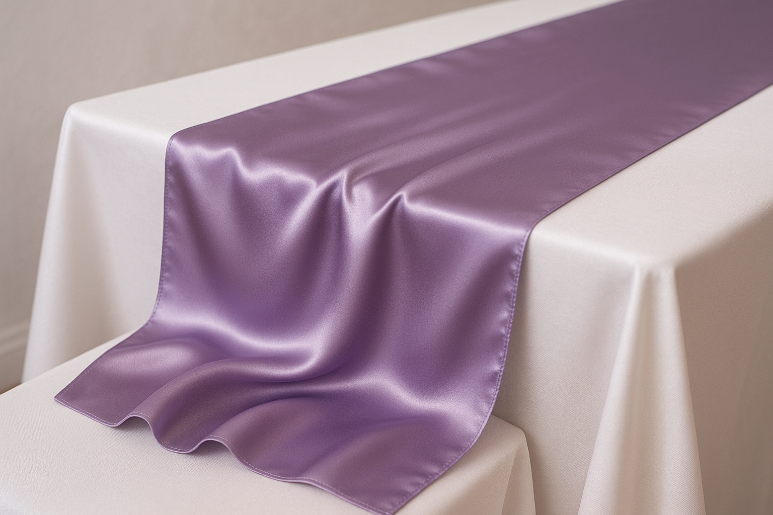camino de mesa en tela satin lila