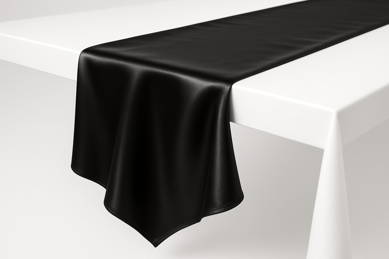 camino de mesa en tela satin negro 