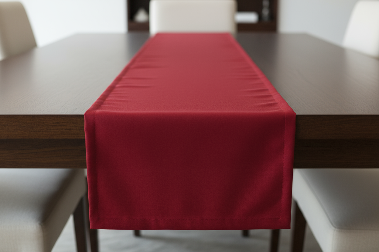Camino de mesa liso color rojo