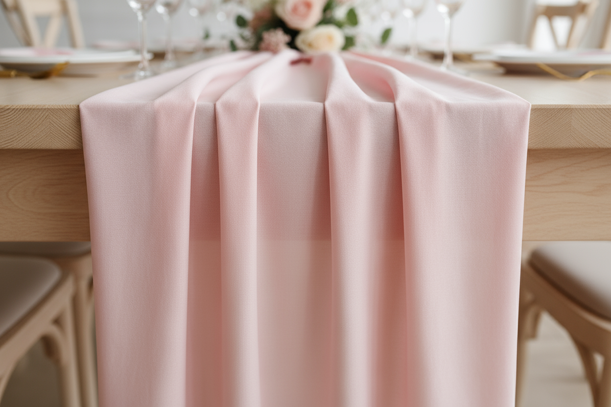 Camino de mesa liso color rosa