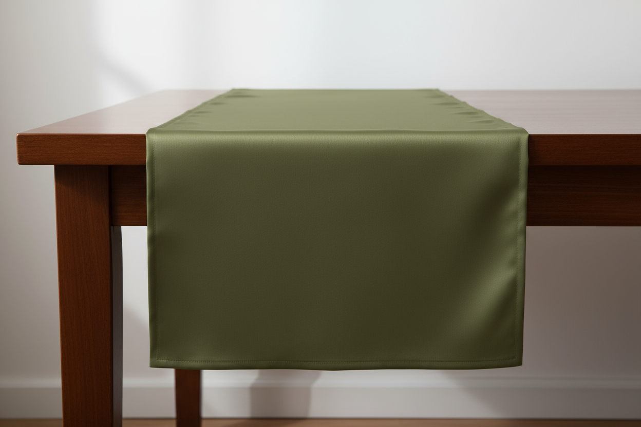 camino de mesa liso color verde olivo 