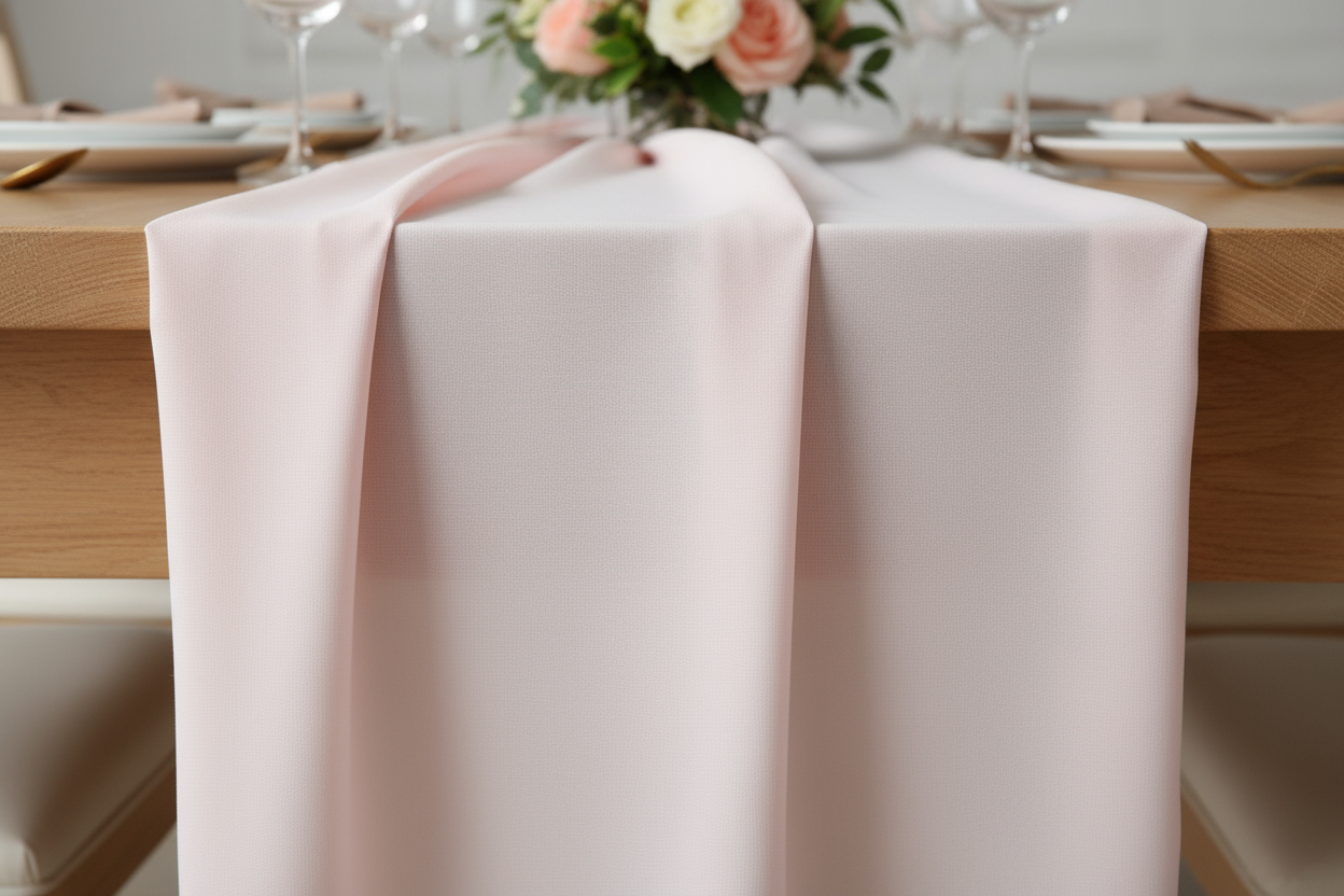 Camino de mesa liso rosa claro 