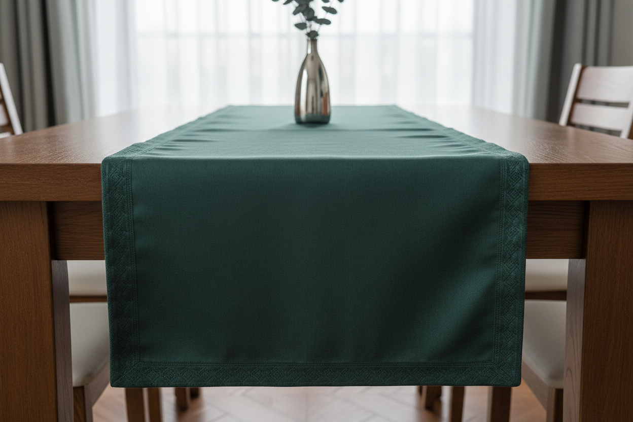 Camino de mesa mate en verde obscuro 