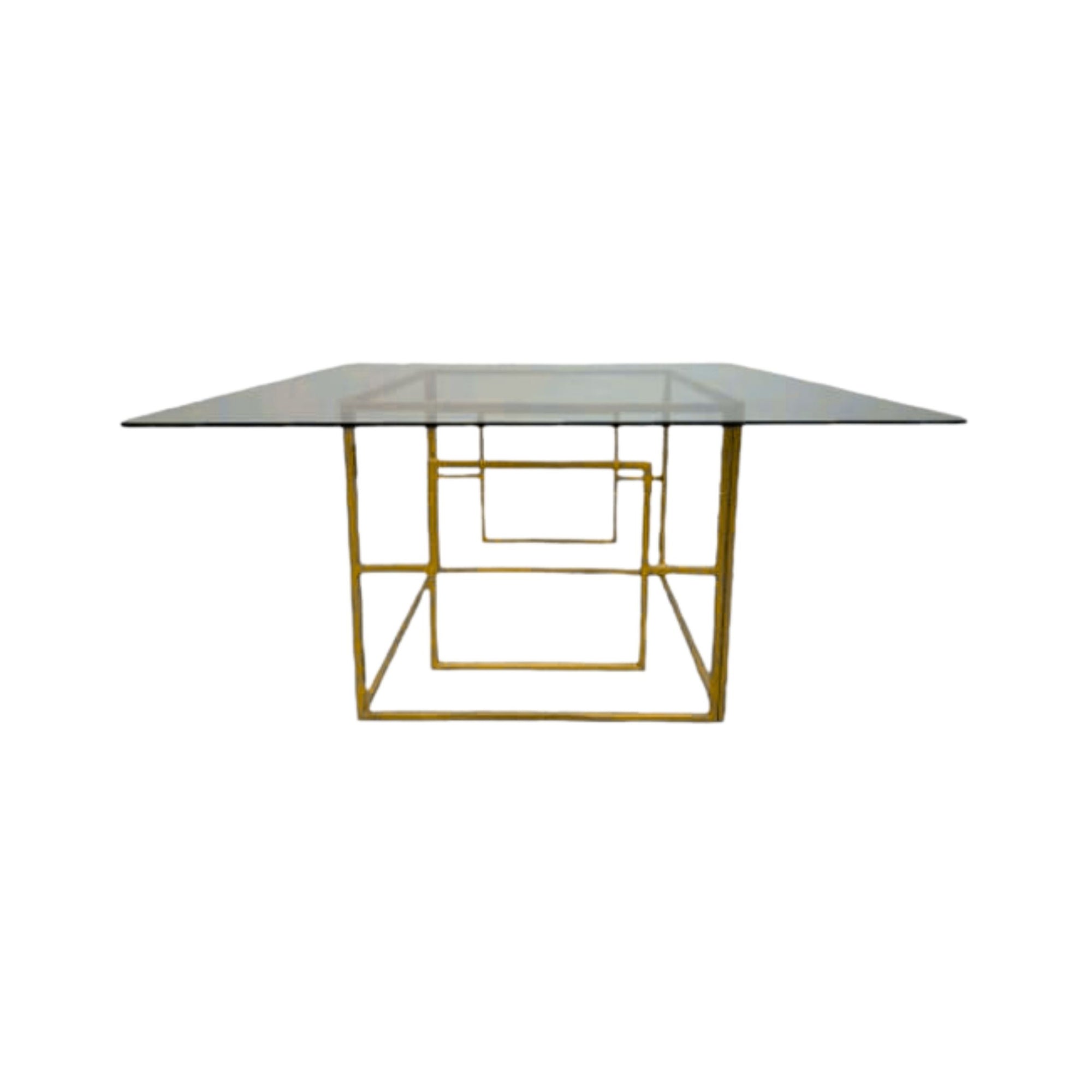 MESA CRISTAL BASE DORADA 1.50 X 1.50
