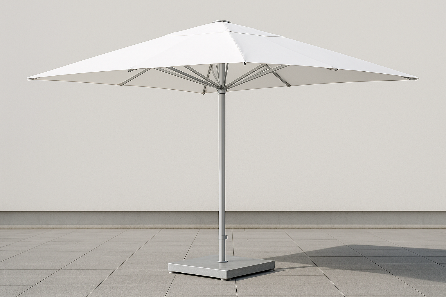 Sombrilla gigante blanca estructura de metal base de metal